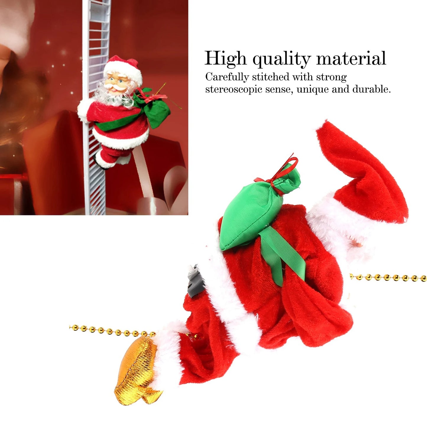 Climbing Santa Claus with Music – Electric Hanging Christmas Ornament