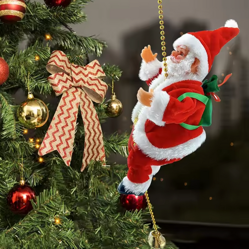 Climbing Santa Claus with Music – Electric Hanging Christmas Ornament
